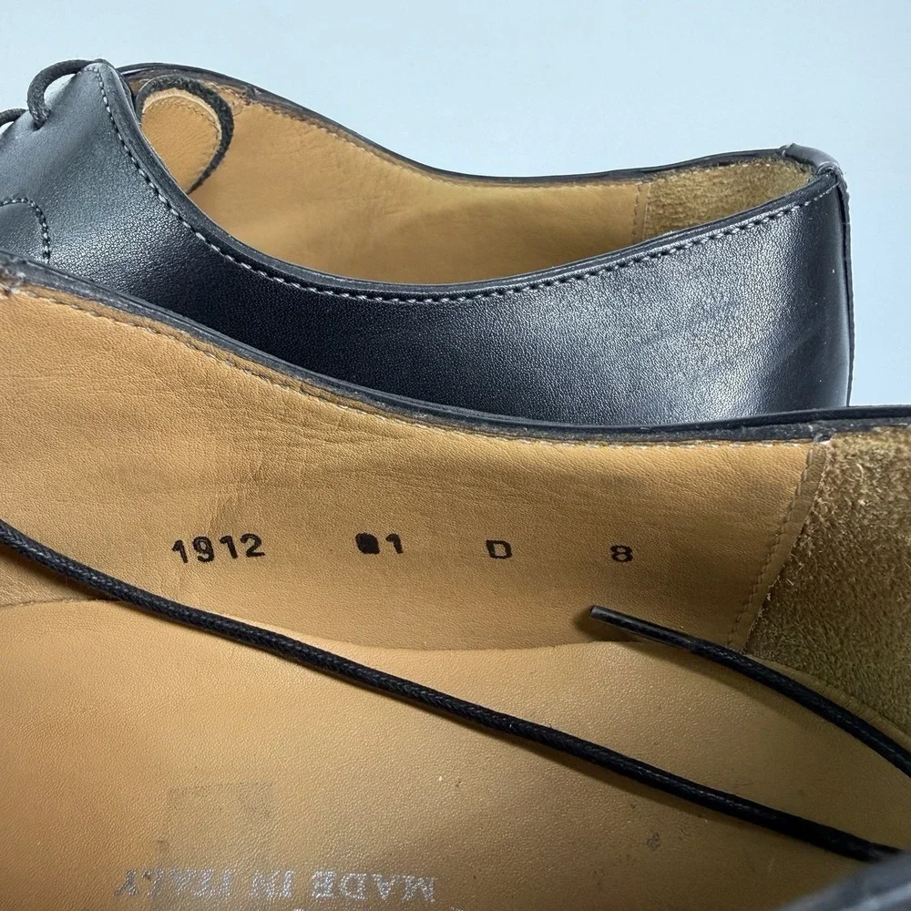Santoni Cap Toe Dress Shoes Mens 8 D Leather Oxfords Brogue Quiet Luxury Italy